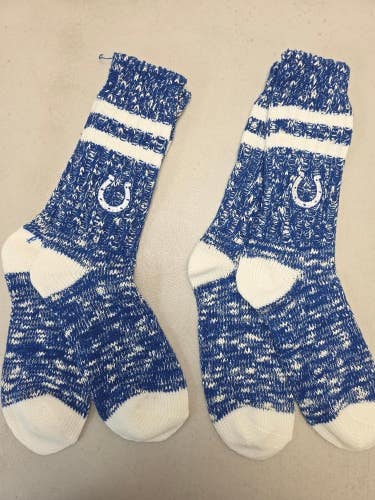 ST40 Mens Size NFL INDIANAPOLIS COLTS Lot of 2 Crew Socks LARGE 8-13 New