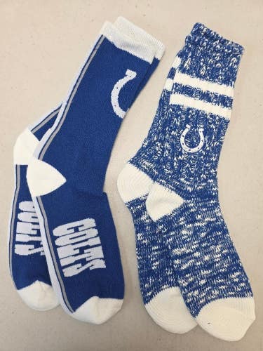 ST41 Mens Size NFL INDIANAPOLIS COLTS Lot of 2 Crew Socks LARGE 8-13 New