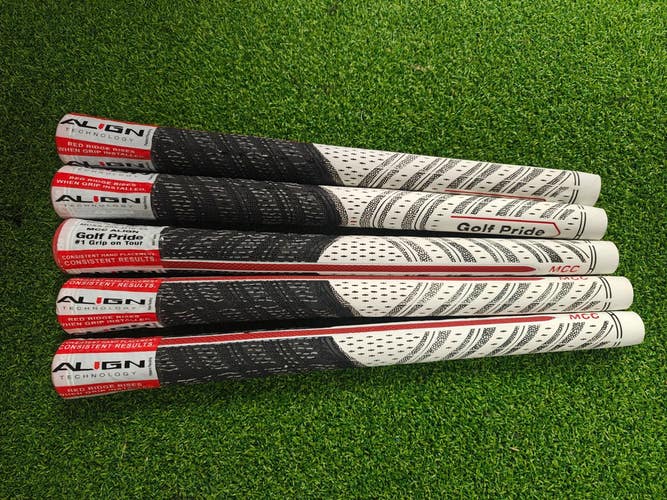 Lot of 5 Golf Pride MCC Align White Standard Grips