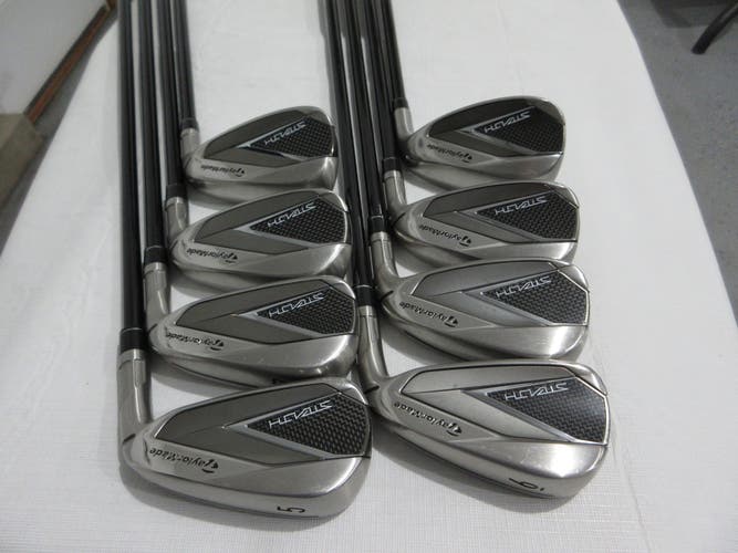 TaylorMade Stealth Iron Set - 5-PW, AW, SW - Senior Flex Graphite - MINT
