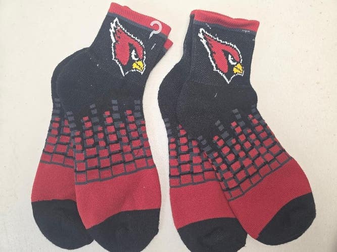 ST2 Mens NFL ARIZONA CARDINALS Crew Socks Lot of 2 Pair MEDIUM 5-10 New