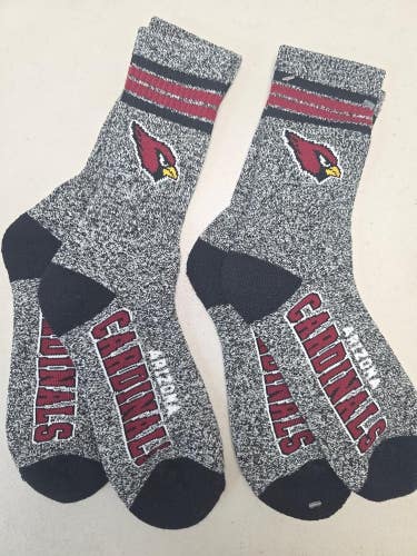 ST8 Mens NFL ARIZONA CARDINALS Crew Socks Lot of 2 Pair LARGE 8-13 New