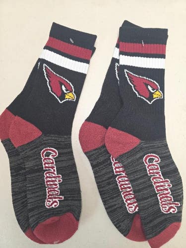 ST11 Mens NFL ARIZONA CARDINALS Crew Socks Lot of 2 Pair LARGE 8-13 New