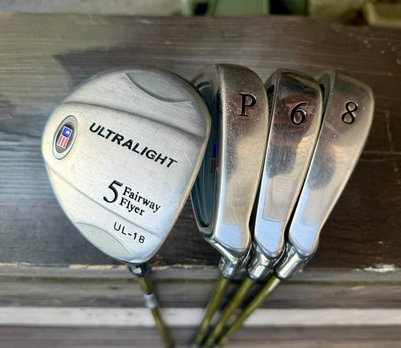US Kids Golf UL-18 Ultralight Junior Clubs – 5 Wood, 6i, 8i, PW, Putter – Matching Set