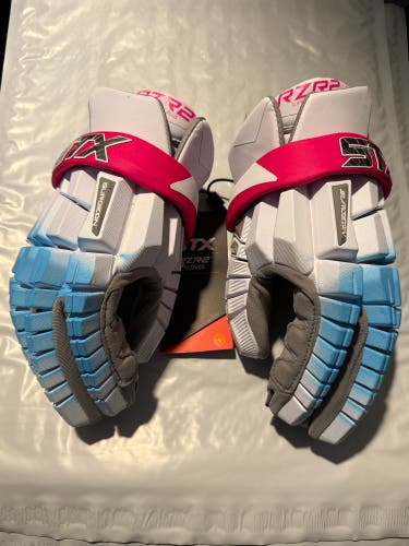 STX Surgeon RZR2 White & Pink - Blue/White Finger Fade - Size Large | New With Tags