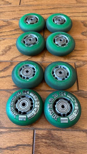 Kuzak Inline Hockey Wheels Green Hi-Lo 76mm/72mm plus Swiss Bearings (Used)