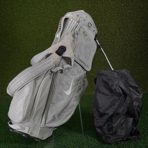 Original Nike Golf Ladies Stand Bag Tan Plaid 8-Way Hood+Dual Strap ~ Vintage!