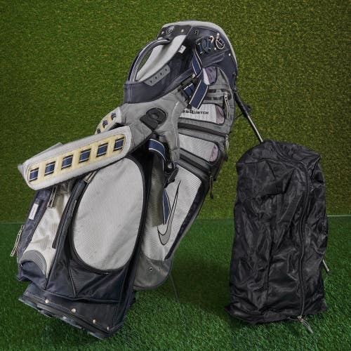 Original Nike SasQuatch Stand Golf Bag Navy / Gray 14-Way Dual Strap, Rain Hood!
