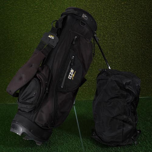 Izzo Ultra Light Stand Bag Golf Carry Bag Black 7-Way W/ Dual Strap & Rainhood