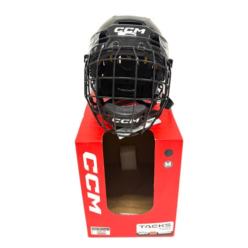 New - CCM Tacks 720 Black Medium + Cage - RH2256