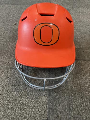 Used Easton W/ MASK Batting Helmet w/Mask Orange MD 11614-S000243939