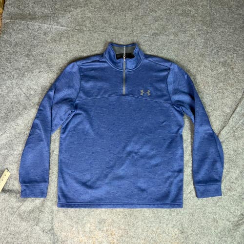 Under Armour Mens Pullover Large Blue Sweatshirt Sweater Coldgear Sports Logo