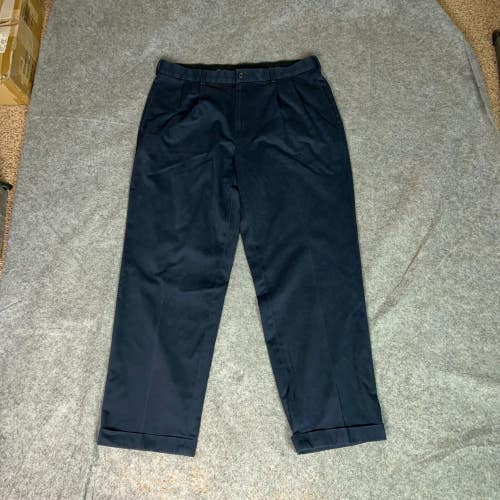 Brooks Brothers Mens Pants 38x30 Navy Cuffed Pleated Cotton Dress Work Formal