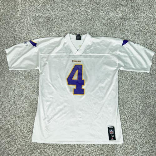 Minnesota Vikings Football Jersey Mens XL White Purple NFL Brett Favre 4 Reebok