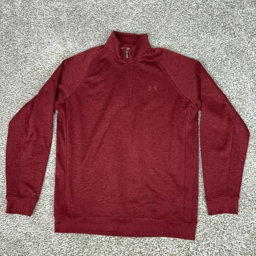 Under Armour Sweater Men XL Red Quarter Zip ColdGear Pullover Loose Fit Coldgear