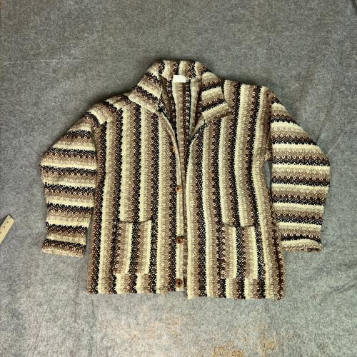 Bolivian Imports Womens Sweater One Size Beige Brown Cardigan Wool Handmade Top