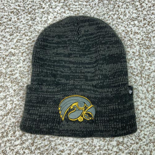 Iowa Hawkeyes Knit Beanie Mens One Size Gray NCAA Football 47 Brand College Logo