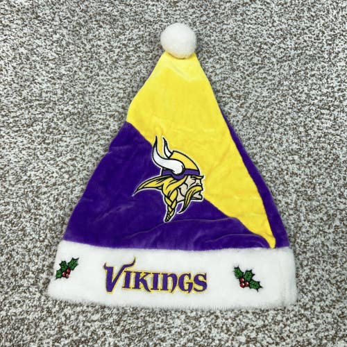 Minnesota Vikings Hat Santa Mens One Size Purple NFL Football Holiday Christmas