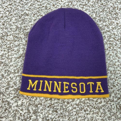 Minnesota Vikings Hat Beanie Mens One Size Purple Yellow Reversible Striped