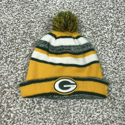 Green Bay Packers Hat Beanie Mens One Size Yellow NFL Football New Era Pom Knit