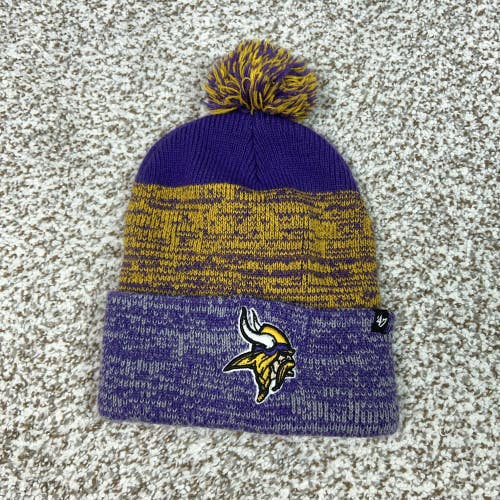 Minnesota Vikings Hat Beanie Mens One Size Purple NFL Football '47 Pom Knit