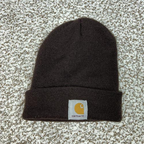 Carhartt Hat Beanie Mens One Size Brown A18DKB Knit Made USA Workwear Winter
