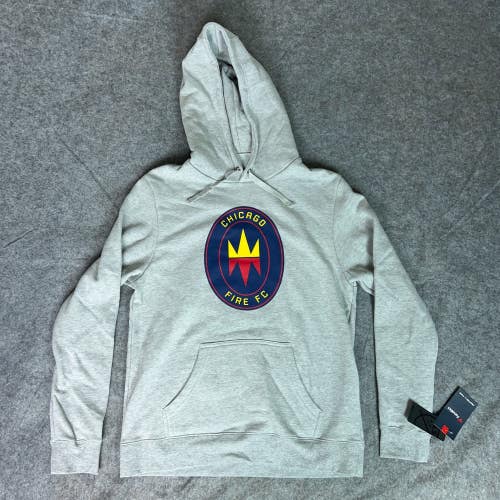 Chicago Fire Mens Hoodie Large Gray Sweatshirt Sweater Fanatics Soccer MLS NWT