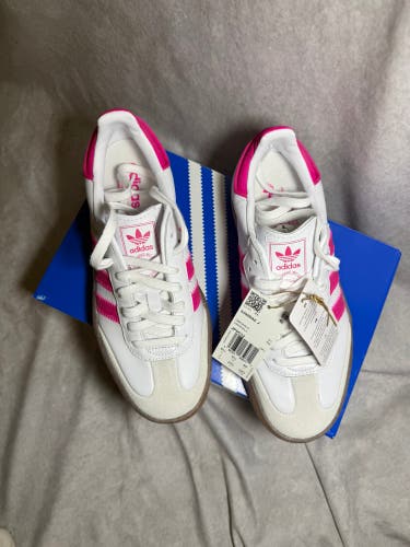adidas Sambae J White Shock Pink Gum JP9532 Big Kids 7 Women’s 8.5 NWT Box