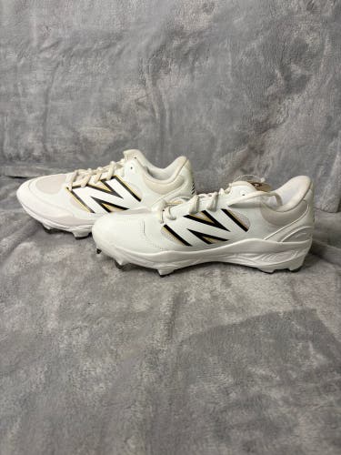 White Men's Size M 10.0 (W 11.0) Adult New Balance Cleats Metal (Used)