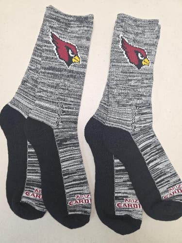 ST16 Mens NFL ARIZONA CARDINALS Crew Socks Lot of 2 Pair LARGE 8-13 New