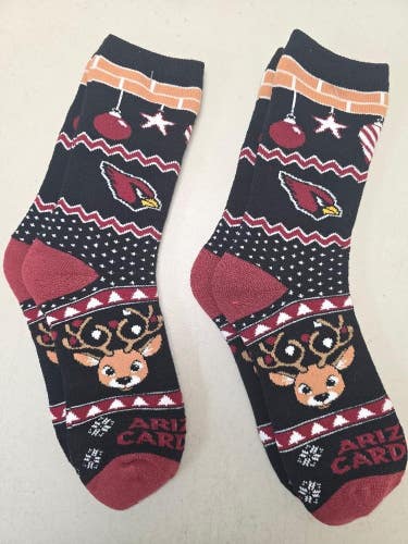 ST20 Mens NFL ARIZONA CARDINALS Crew Socks Lot of 2 Pair LARGE 8-13 New