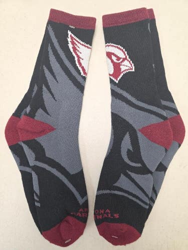 ST23 Mens NFL ARIZONA CARDINALS Crew Socks Lot of 2 Pair LARGE 8-13 New
