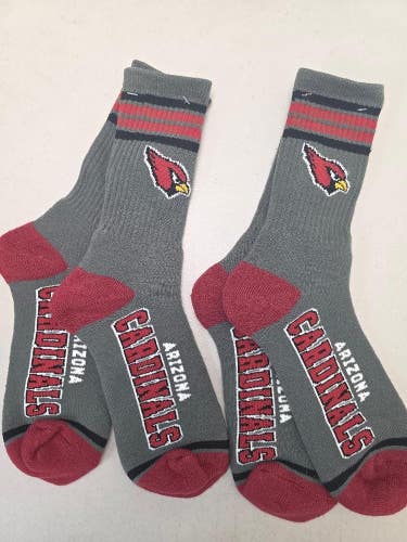 ST24 Mens NFL ARIZONA CARDINALS Crew Socks Lot of 2 Pair LARGE 8-13 New