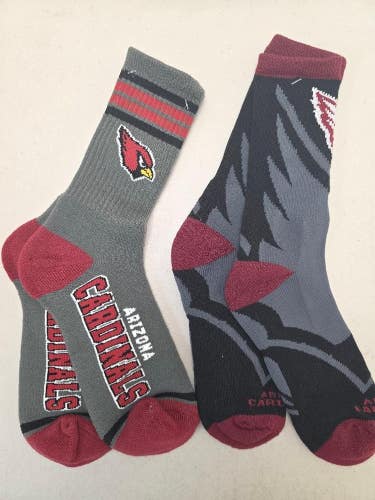 ST25 Mens NFL ARIZONA CARDINALS Crew Socks Lot of 2 Pair LARGE 8-13 New