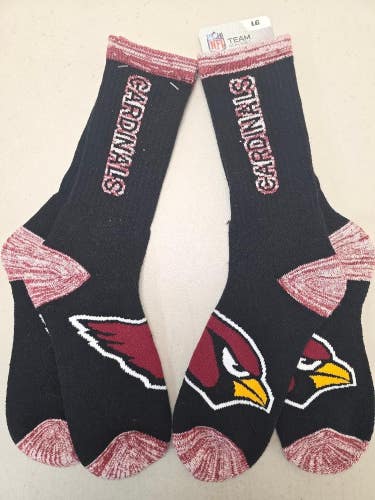 ST31 Mens NFL ARIZONA CARDINALS Crew Socks Lot of 2 Pair LARGE 8-13 New