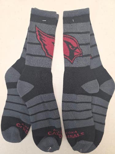 ST18 Mens NFL ARIZONA CARDINALS Crew Socks Lot of 2 Pair MEDIUM 5-10 New