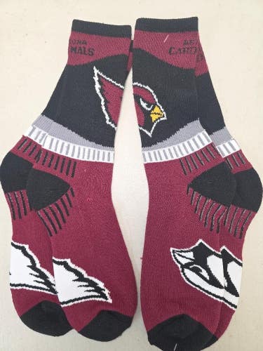 ST26 Mens NFL ARIZONA CARDINALS Crew Socks Lot of 2 Pair MEDIUM 5-10 New