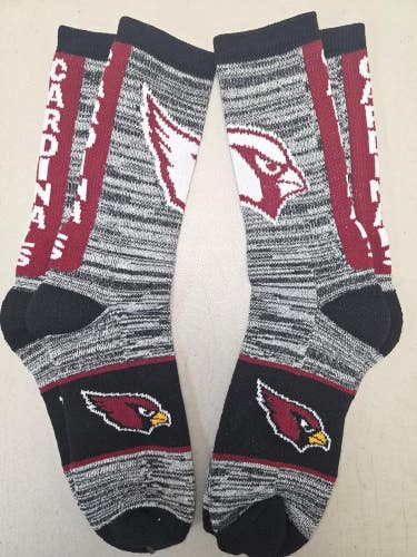 ST28 Mens NFL ARIZONA CARDINALS Crew Socks Lot of 2 Pair MEDIUM 5-10 New