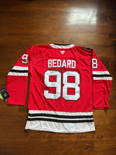Blackhawks Connor Bedard #98 Home Red Fanatics Authentic Pro Jersey Size 54 (XL)