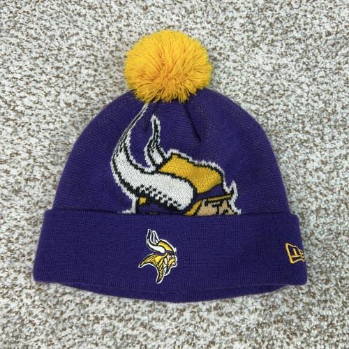 Minnesota Vikings Hat Cap Knit Beanie Pom Mens Purple Gold NFL Football New Era