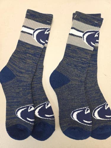 ST2 Mens NCAA PENN STATE NITTANY LIONS PSU Crew Socks Lot of 2 Pair LARGE New