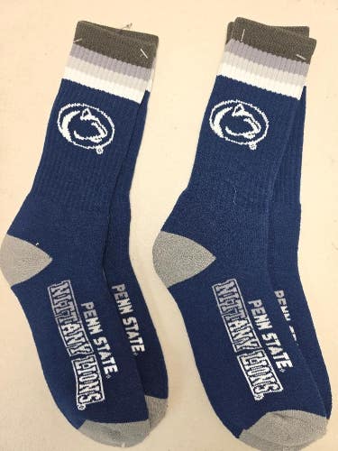 ST4 Mens NCAA PENN STATE NITTANY LIONS PSU Crew Socks Lot of 2 Pair LARGE New