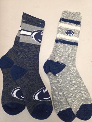 ST11 Mens NCAA PENN STATE NITTANY LIONS PSU Crew Socks Lot of 2 Pair LARGE New