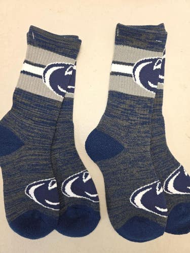 ST5 Mens NCAA PENN STATE NITTANY LIONS PSU Crew Socks Lot of 2 Pair MEDIUM New