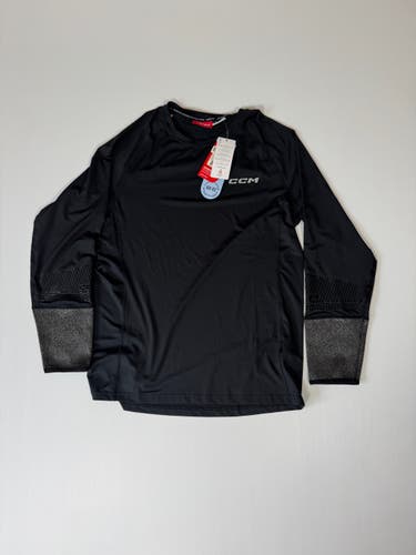 New CCM Adult XL Compression Skating Shirt (Cut Resistant Wrist Protection) - Black