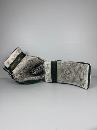 Used Regular Senior True L87 Pro Stock Glove & Blocker Set - White/Green/Gold