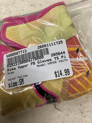 Used Nike VAPOR YOUTH FB Gloves Yellow SM 11725-S000507713