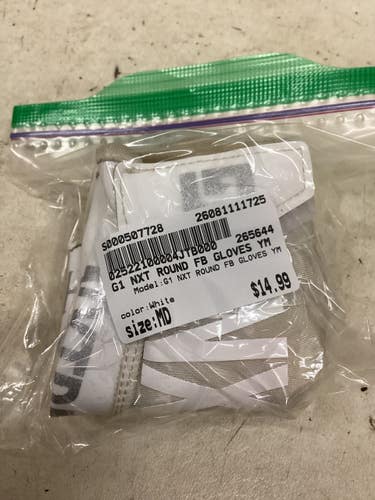 Used G1 NXT ROUND FB GLOVES YM FB Gloves White MD 11725-S000507728