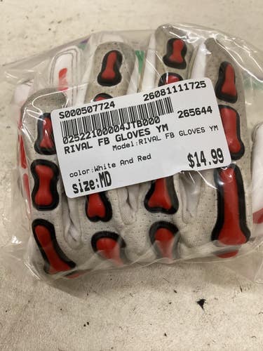 Used RIVAL FB GLOVES YM FB Gloves White And Red MD 11725-S000507724