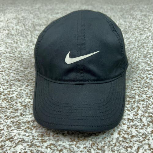 Nike Hat Cap Strap Back Boys One Size Black Dri-FIT Featherlight Running Sports